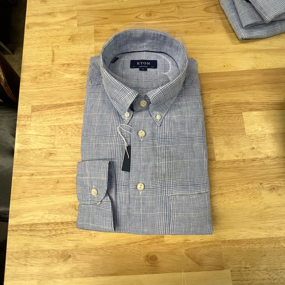 Shirts Eton Light Blue Linen Check Poshmark